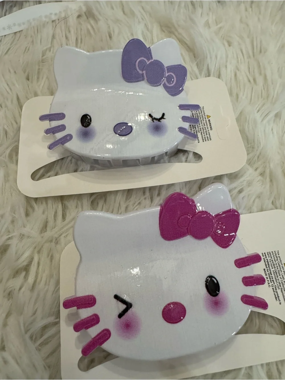 Cute Hello Kitty Hair Clip claw Set of 2 Pink and Purple